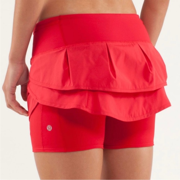 Lululemon Skort Run Speed Squad Skirt Shorts Red Zipper pocket Sz 4 - Picture 12 of 14